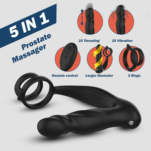 Nouveau design, masseur de prostate télescopique vibrant pour hommes, télécommande, taille compacte, anneaux vibrants en silicone pour <span class=keywords><strong>pénis</strong></span> masculin - Product Image 2