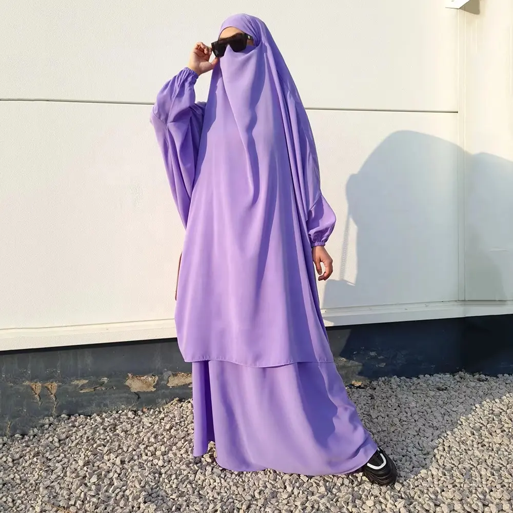 Zweiteiliger Jilbab-Rock Hochwertige Nida mit Niqab-Saiten Khimar Muslim Islamic Clothing Großhandel Gebet Abaya Jilbab
