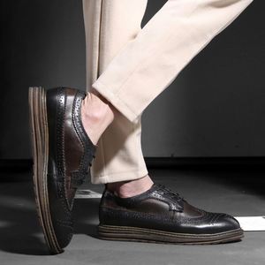 Zapatos de Hombre de Cuero Genuino de Alta Gama, Parte Superior de Piel de Vaca Pura, Aumentan la Altura, Antideslizantes, Transpirables, Impermeables, con Suela Suave, Casuales - Product Image 2