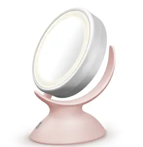 Custom Desktop Makeup Single Led Mirror with Light and Fan Touch Screen Trifold LED Lighted Vanity Makeup Mirror with USB Glass