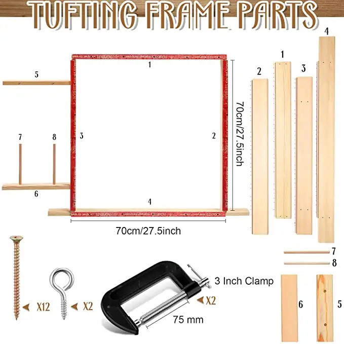 Wooden Frame Suit for Electric Tufting Gun Tufting Frame for Carpet and Rug Making and Display