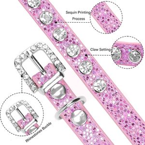 Collier de luxe réglable pour chien et chat de Noël, nouveau design solide, strass, cuir véritable pour chien et chat - Product Image 2