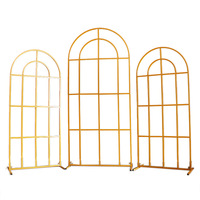 Arche de mariage moderne en métal décorée de fleurs, personnalisable, réutilisable, amovible, pour jardin extérieur, blanc/doré