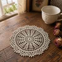 Sous-verre décoratif rond ajouré en dentelle brodée à la machine, style moderne, pour thé et café, 3 mm, écologique