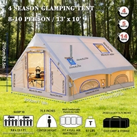 Tente gonflable de luxe à double couche de 12 mètres carrés, imperméable, en Oxford 300D, avec deux chambres et un salon, résistante aux UV, pour toutes les saisons, à montage rapide