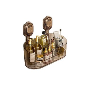 Suction Mounted <b>Storage</b> <b>Rack</b> Oval Transparent 1 Layer For Bathroom <b>Shower</b> Sink Kitchen No Drilling Required - Product Image 5