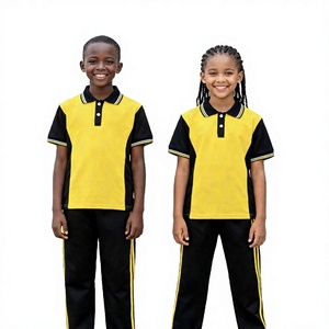 Camisa de uniforme escolar tipo polo para niños, de poliéster y algodón, uniforme infantil con logotipo personalizado para uniforme escolar primario para niñas y niños - Product Image 1