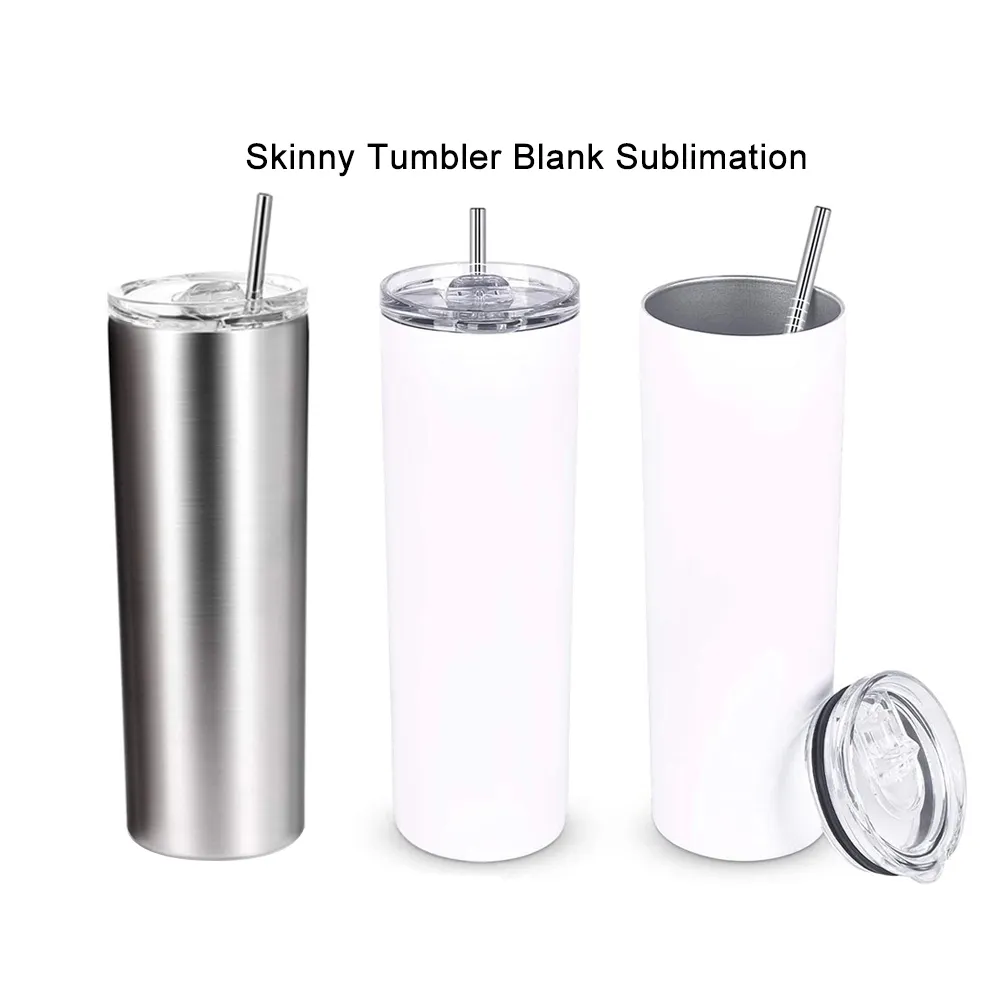 In Bulk Metal Straws Double Wall 20Oz 30Oz Blanks Skinny Straight Sublimation Travel Tumbler Coffee Mug Cups