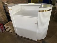 Comptoir de caisse personnalisé de haute qualité de 100 cm, durable, beige et blanc, pour salon de beauté