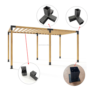 Kit de supports robustes pour pergola - Connecteurs de structure de gazebo en acier pour poteaux en bois de 4x4 et 6x6, revêtement en poudre noir mat - Product Image 3
