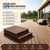 Planche de terrasse WPC 140x25mm, grain de bois embossé 3D, revêtement de sol composite extérieur pour patio, terrasse, jardin