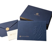 Ensemble d'invitations d'entreprise personnalisées de luxe, papier spécial, gaufrage et estampage à chaud, logo personnalisé en Chine pour boîte cadeau de marque d'alcool