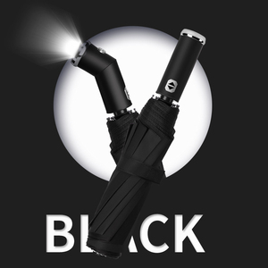 Parapluie personnel en gros avec lampe torche LED, parapluie automatique à 3 plis, parapluie moderne avec logo personnalisé pour les voyages nocturnes - Product Image 5