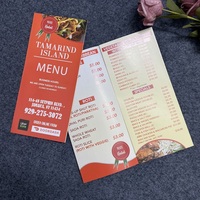Menu de restaurant personnalisé OEM, impression offset, brochure tri-pliée, dépliant plié, livret