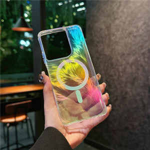 NUEVA Funda Magnética para Teléfono con Diseño de Plumas y Degradado Láser de Lujo para Motorola MOTO G, Carga Inalámbrica, Protección Contra Impactos - Product Image 4