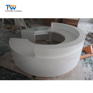 ब्यूटी सैलून रिसेप्शनिस्ट काउंटर डिजाइन आधुनिक कस्टम लोगो आधा राउंड घुमावदार काले संगमरमर के स्वर्ण सैलून रिसेप्शनिस्ट काउंटर - Product Image 3