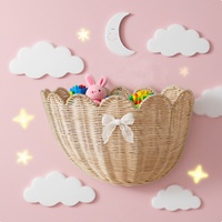 Panier suspendu mural en rotin naturel et PP tressé à la main, écologique, pour salon intérieur