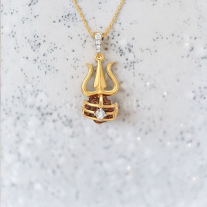 Tripund rudraksha ทอง/เงินเรียงรายเครื่องประดับดีจี้และเสน่ห์เพทาย/มอยส์ซาไนท์/แล็บปลูก/เพชรธรรมชาติ - Product Image 1