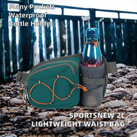 Sportsnew Sac banane unisexe avec porte-bouteille 2L, léger, imperméable, en polyester, avec fermeture éclair, pour activités de plein air