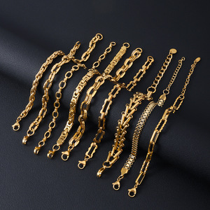 <b>Men</b> Stainless Steel Bracelet Chains Multi Style | 18K PVD Gold Waterproof Non Tarnish <b>Mens</b> Chain Bracelets Bulk Wholesale - Product Image 1