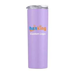 Vente en gros de gobelets droits en acier inoxydable personnalisés de 20 oz avec couvercle, paille et corde - Isolation thermique, écologique - Product Image 1