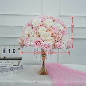 Flores de decoración para bodas, rosas blancas y rosas rosadas, centros de mesa decorativos. - Product Image 2