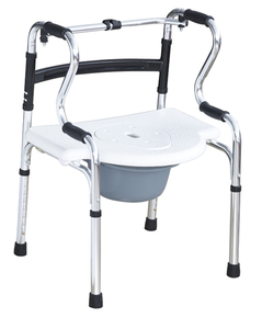 Déambulateur à roulettes en aluminium à 4 roues verrouillables avec poignée doublement courbée, en stock, pour la rééducation des personnes âgées - Product Image 2