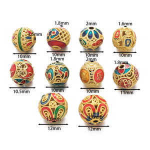 Cuentas de cloisonné redondas chapadas en oro, proceso de goteo de aceite, material de cobre, cuentas sueltas para pulseras DIY, accesorios para la fabricación de joyas - Product Image 4
