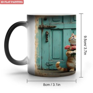 Smooth Round Edge Safe Mug 11oz Frosted Black <b>Ceramic</b> Heat Changing Magic <b>Cup</b> - Product Image 1