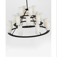 Lustre suspendu moderne YH, en cuivre, à 3 niveaux, pour salle à manger, escalier, hall d'entrée, plafond, abat-jour en tissu, éclairage LED