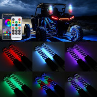 Luces ambientales 2FT Control remoto y aplicación RGB LED Whip Light Función de música para coche Camión todoterreno ATV UTV Can Am Polaris RZR