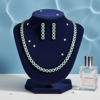 Set Perhiasan Pernikahan Musim Semi Berlapis Ganda dengan Hiasan Bunga Bundar di Tengah, Cantik, Modis, dan Menawan
