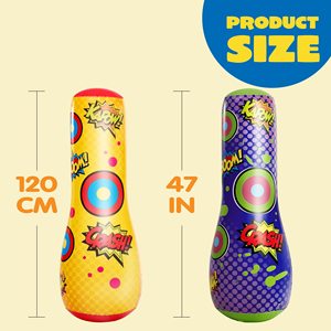 Sac de frappe gonflable pour enfants de 47 pouces, jouet de boxe gonflable à action rebondissante pour l'entraînement des enfants, cadeau pour jouer en intérieur et en extérieur - Product Image 4