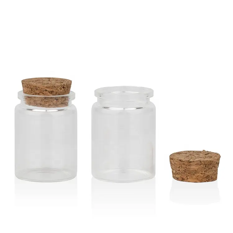 30Ml Hete Verkoop Doorzichtige Opslag Aromatherapie Kurk Spice Candy Container Afdichting Glazen Pot Met Houten Deksel