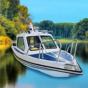 New Products 17ft/5.2m Fiberglass Half Closed Cabin High Speed Outboard Sport Yacht 6-8 Persons Fishing Speed Boat