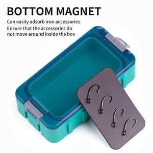 Caja de aparejos de pesca de plástico, caja de herramientas portátil con almacenamiento magnético de señuelos y diseño apilable para uso en exteriores - Product Image 5