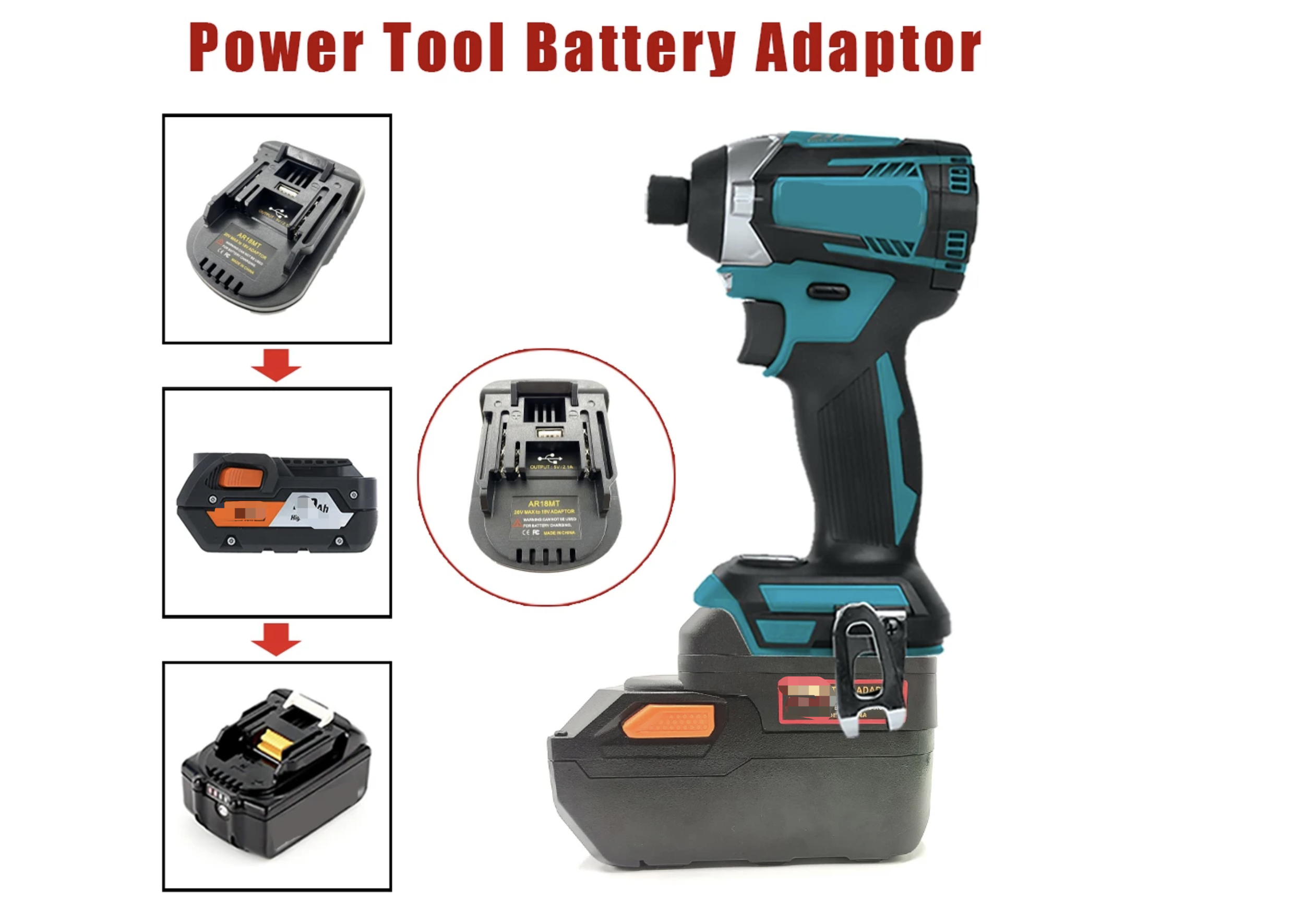 Battery Adapter Converter – Use 18V Ridgid / AEG Batteries In Dewalt 20V Max Tools – Demkmilri (Orange Or Black)