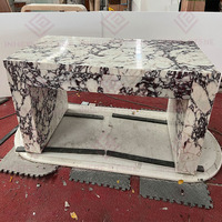 Ensemble de salle à manger de luxe personnalisé, meubles en pierre naturelle, table de toilette avec tiroir, console en marbre Calacatta Viola
