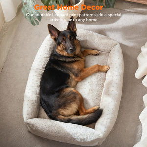 Neuheit Luxuriöses Umweltfreundliches Hundebett Kaninchenfell Leopardenmuster Maßgefertigte Haustierbetten Waschbares Modisches Hundebett - Product Image 5
