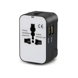 Adaptor perjalanan steker seluruh dunia 224 + Negara Universal Adaptor perjalanan 2 USB + AC pengisian untuk penggunaan internasional