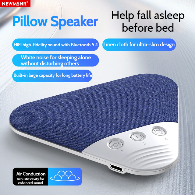 Wireless Pillow Speaker With White Noise Bluetooth Sleep Speakers Under Pillow Machine, 30/60/90 Min Timers, HIFI Stereo Sound