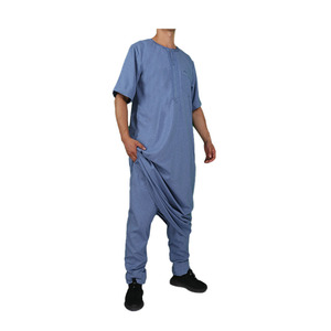 Conjunto de 2 Piezas, Thobe Largo Estilo África del Norte, Libia, Afganistán, Camisa y Pantalón Árabes, Hecho de Poliéster Suave - Product Image 3