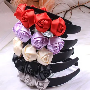 DOMOHO Handmade Cute Satin Hairband For Girls New Spring Wedding Party Accessory Decorations Cloth Material