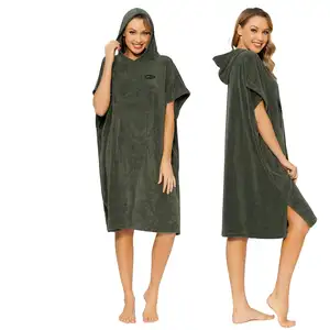 Poncho khăn bán buôn tùy chỉnh người lớn trùm đầu 100% cotton Surf Poncho trùm đầu bãi biển Robe khăn Surf thay đổi áo choàng