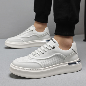 Chaussures décontractées en PU pour hommes, tendance estivale, respirantes, à semelle épaisse, légères, avec soutien de la voûte plantaire, imperméables, antidérapantes, à lacets, rehaussantes - Product Image 5