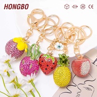 Schattige verse aardbei fruit sleutelhanger leer strass steentjes ananas drakenvrucht lychee mangosteen rugzak hanger papierrecorder