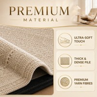 Tapis de salon moderne minimaliste crème, tapis texturé sur mesure avec bordure noire, antidérapant, résistant à l'usure, insonorisant, OEM