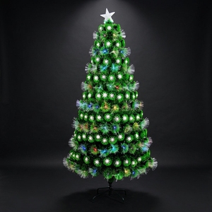 <span class=keywords><strong>Sapin</strong></span> <span class=keywords><strong>de</strong></span> <span class=keywords><strong>Noël</strong></span> Artificiel Pré-Éclairé en PVC avec 100-500 Lumières LED, Décoration Intérieure en Forme <span class=keywords><strong>de</strong></span> Pin, <span class=keywords><strong>Étoile</strong></span> Supérieure Incluse, Étanche - Product Image 1