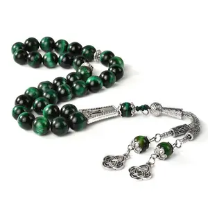 YS376 Rosaries Bulk Green Tasbih Tesbih Tiger Eye Beads Tasbih Tasbeeh Jungle Green And Gold Dark Green Muslim Prayer Beads