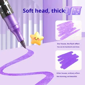 Penna Glitterata, Pennarello Acrilico con Punta Morbida, Non Tossico per Bambini, a Base d'Acqua, 48 Colori, Effetto Perlescente e Sabbia Liquida per Diari - Product Image 2